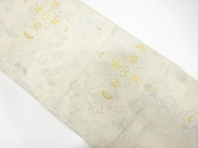 JAPANESE KIMONO / ANTIQUE FUKURO OBI / SILK / WOVEN FLORAL SARASA